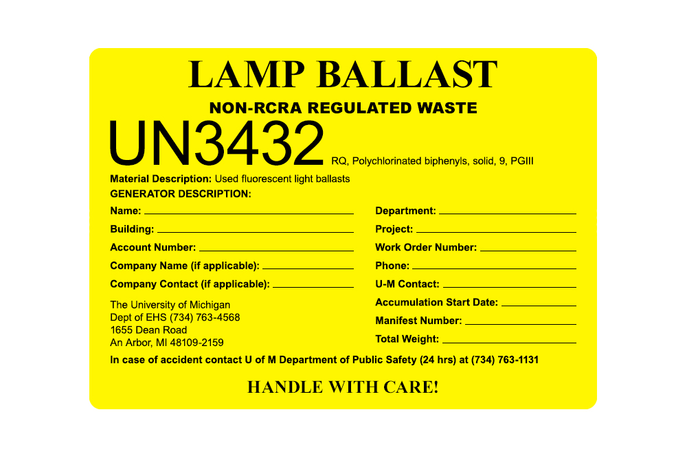 Ballast Conversion Sticker Ballast – Environment, Health & Safety